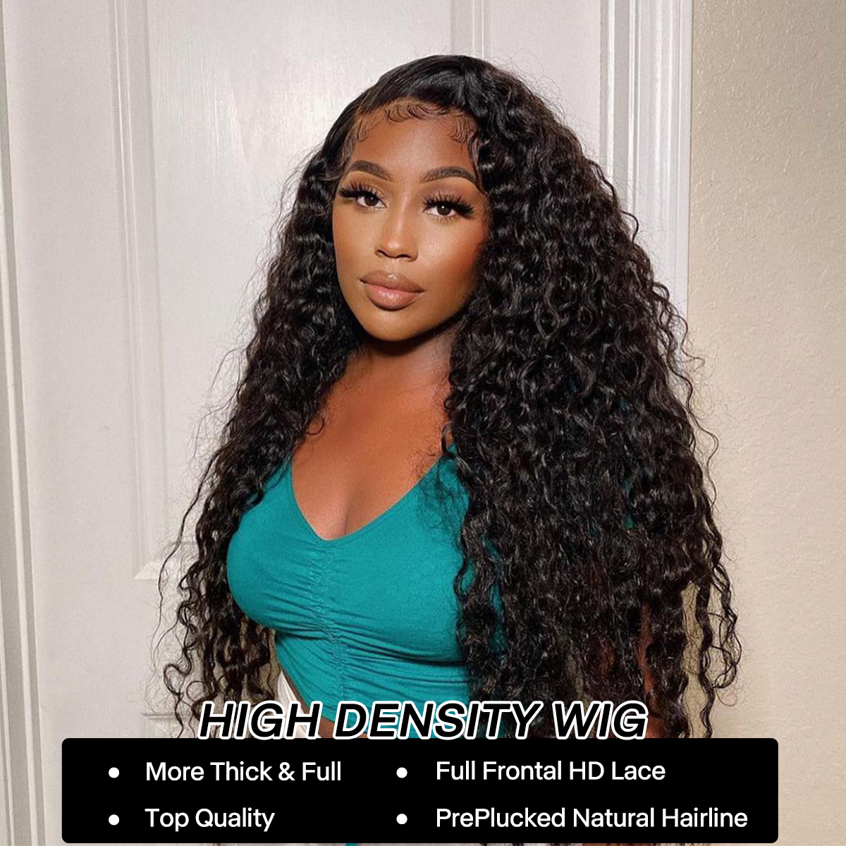 High Density Water Wave Glueless Wig Full Frontal Wet And Wavy HD Lace Front Human Hair Wig 200% 250%