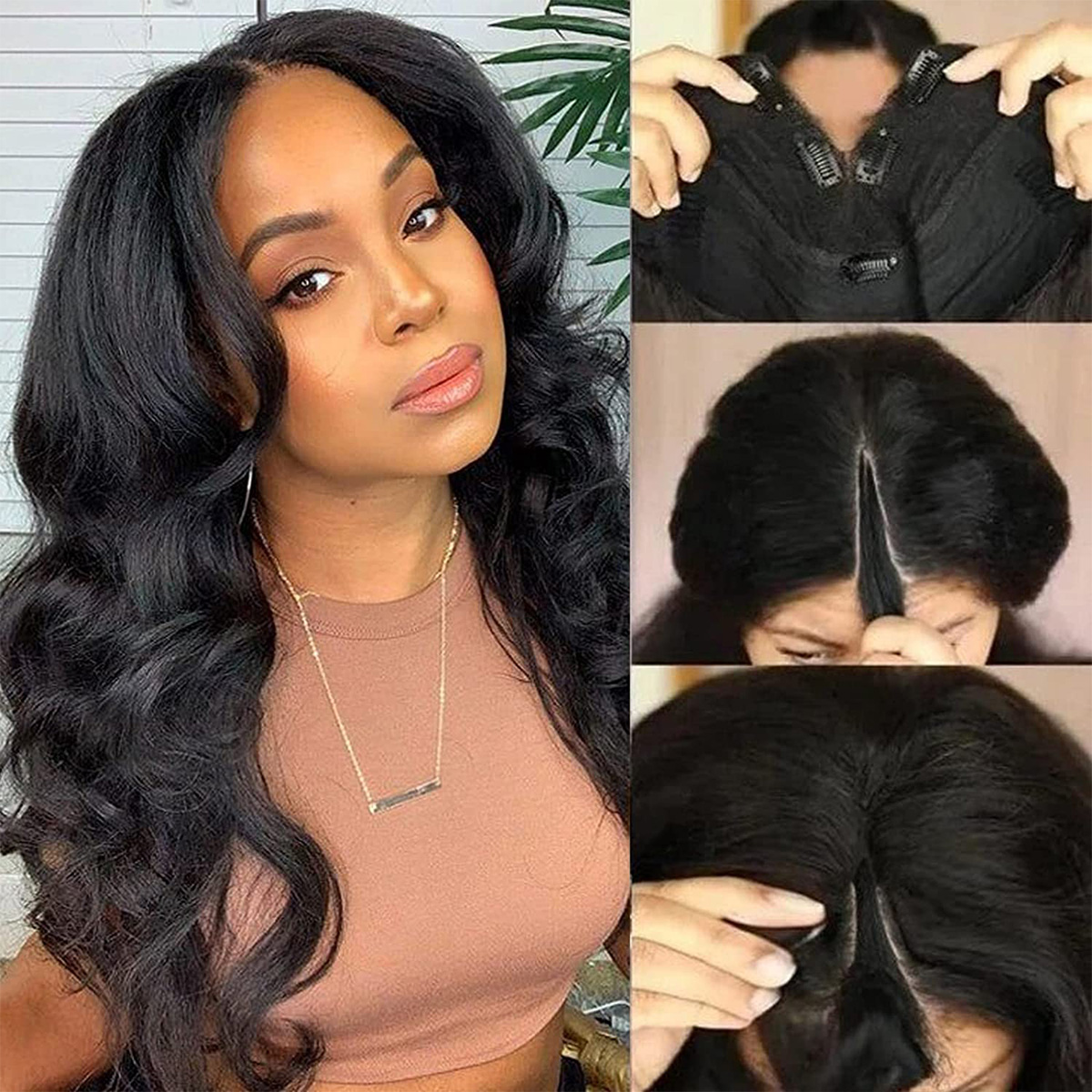 Glueless V Part Wig Body Wave Wigs | 100% Real Hair