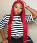 straight red human hair wig