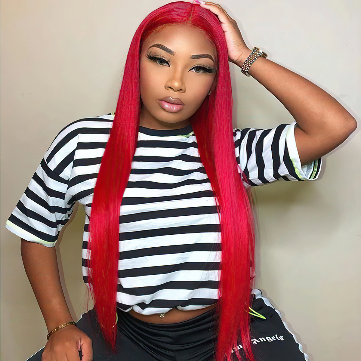 13×4 Straight Red Glueless Full Lace Frontal Wig Red Human Hair Wig HD Lace Wigs