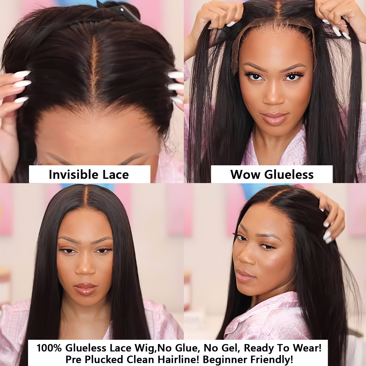 Glueless lace wig