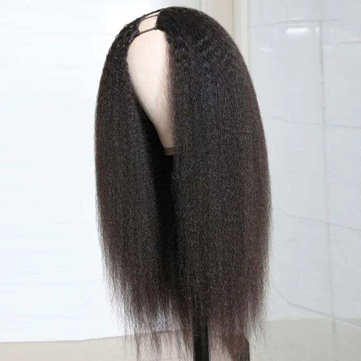 Kinky Straight U Part Wig Yaki Human Hair Wig 150 Density