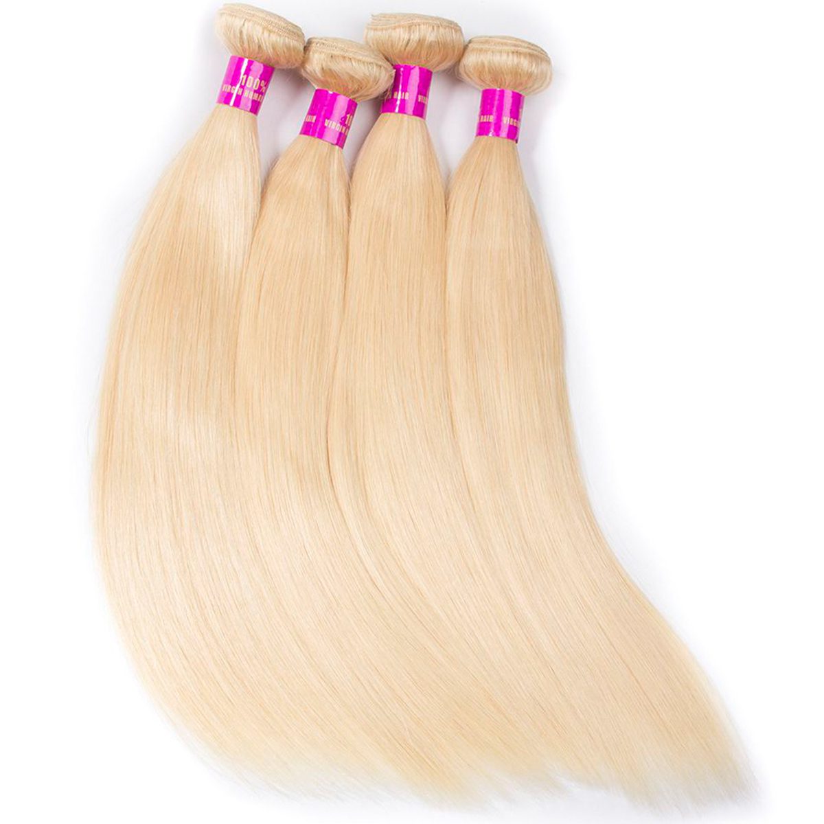 613 Blonde Straight 3 Bundles Brazilian Virgin Hair Extensions