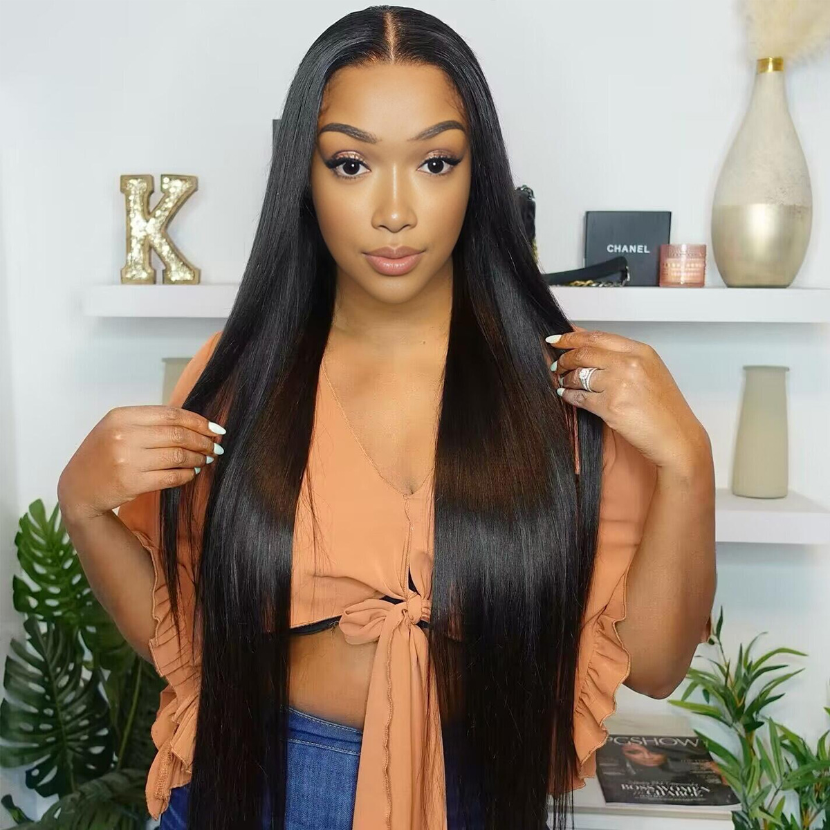 Straight Glueless HD Lace Wig Pre-Bleached Knots 6×5 Lace Closure Wig