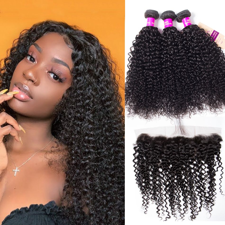 Starshow Curly 3 Bundles With 13×4 HD Lace Frontal Ear to Ear Lace Frontal