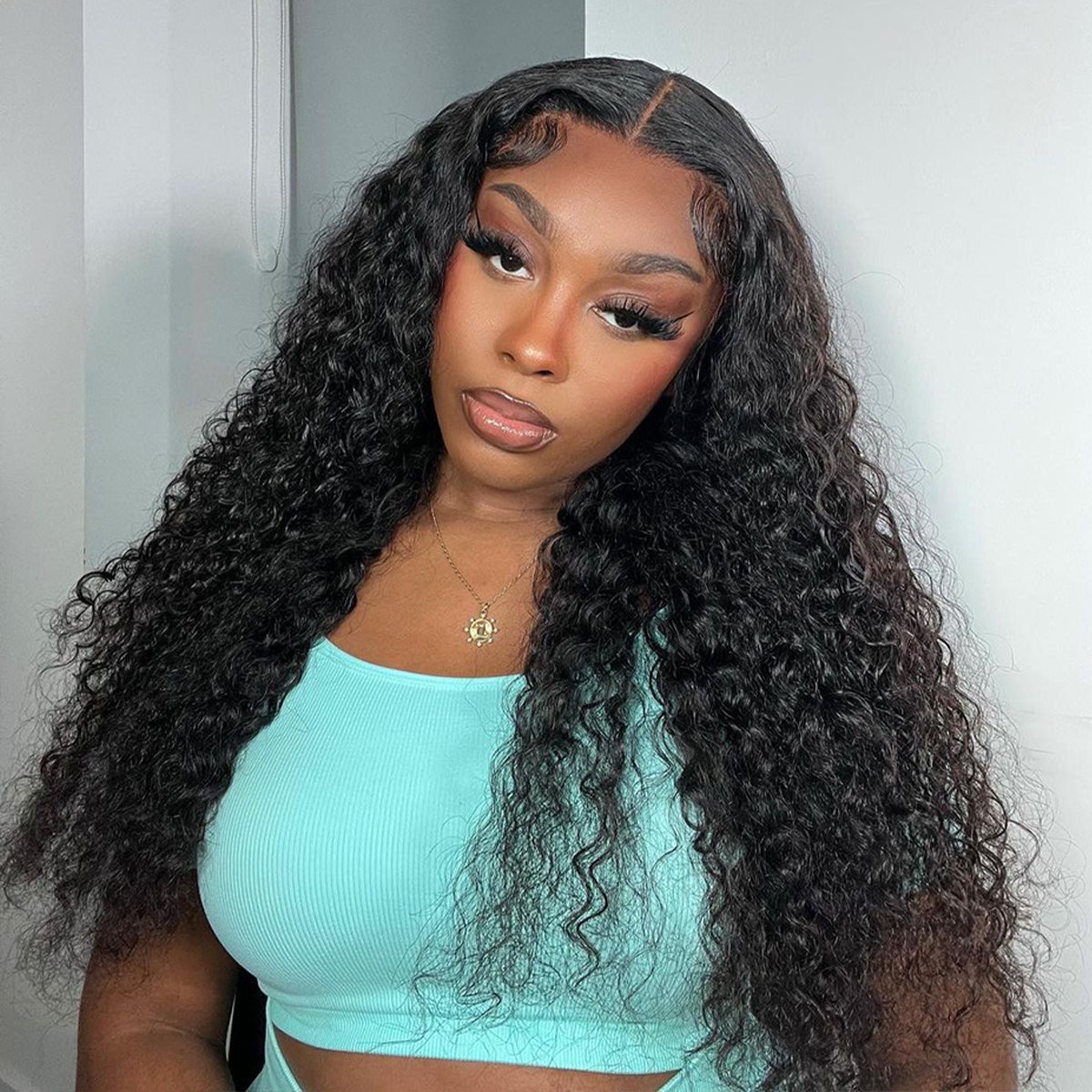 Pre Bleached Knots Curly Lace Front Human Hair Wigs For Black Women 13×6 HD Full Frontal Lace Wig