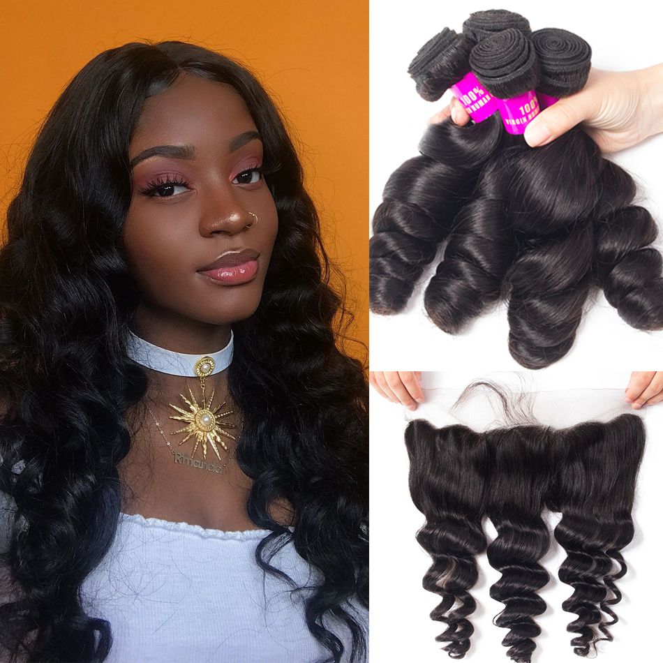 Loose Wave 4 Bundles With 13×4 HD Lace Frontal