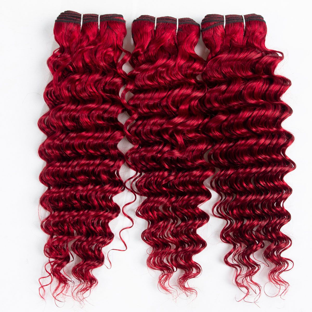 Red Deep Wave 3 Bundles Brazilian Virgin Hair Extensions