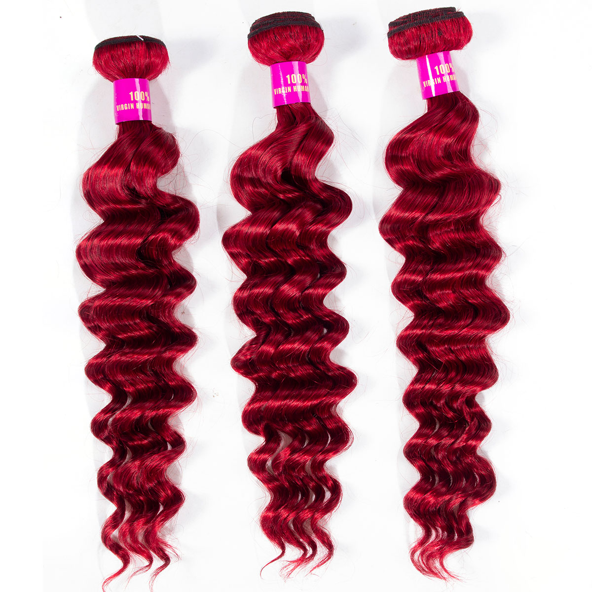 Red Loose Deep 3 Bundles Brazilian Virgin Hair Extensions