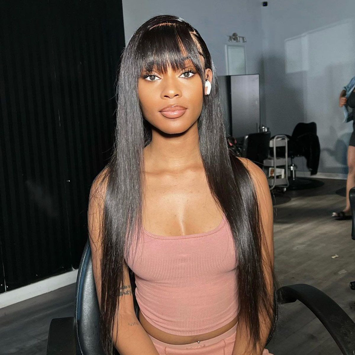straight wig with bangs