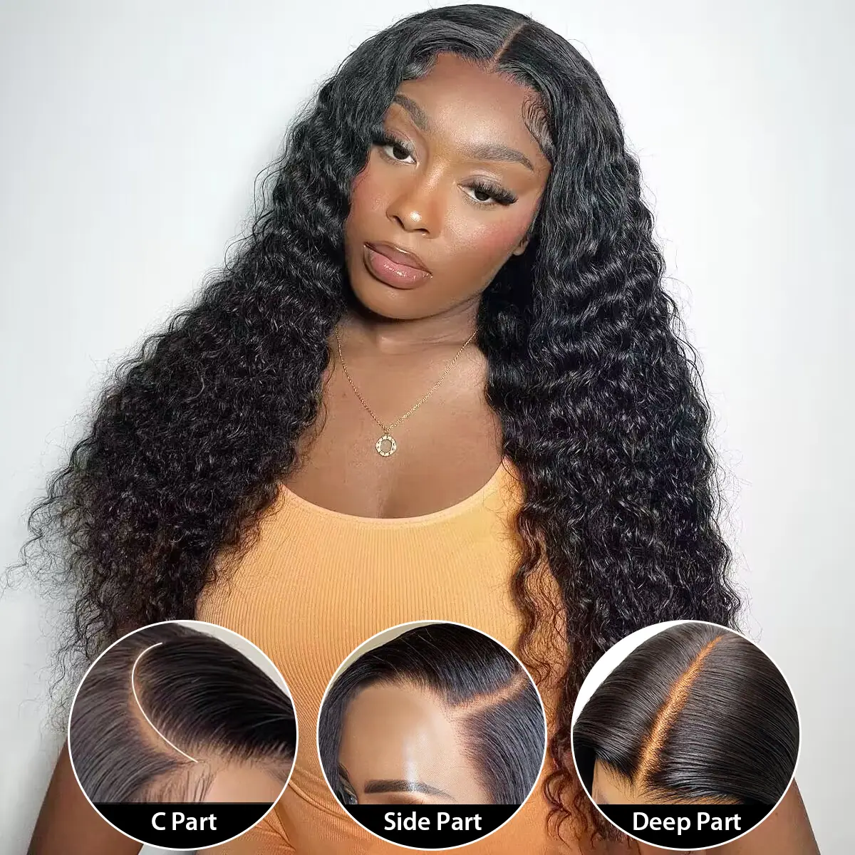 Glueless 5x5 Lace Closure Wig Curly Wave Pre Plucked Fuller Density Pre  Bleached Long Human Hair Wig