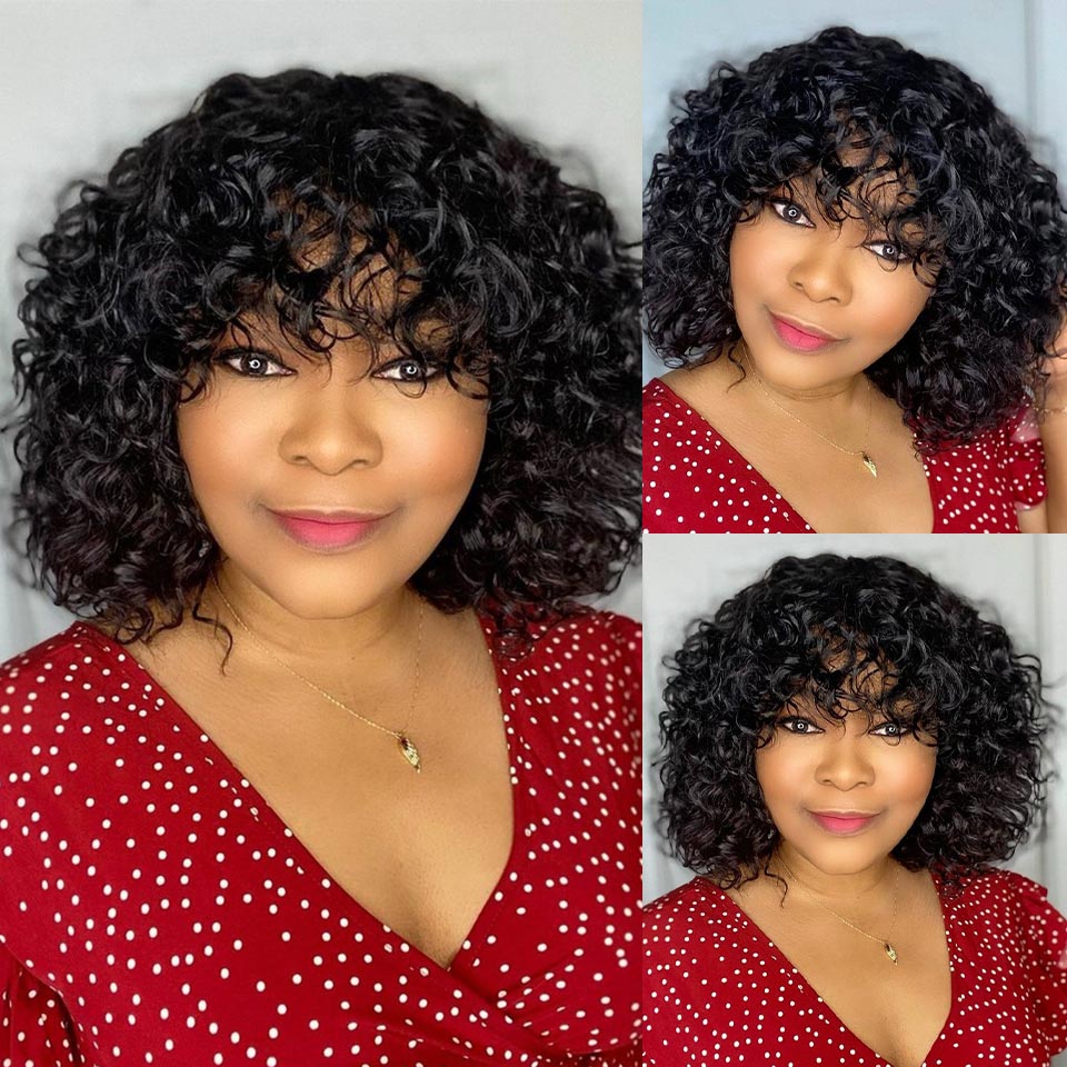 water wave Wig with bangs