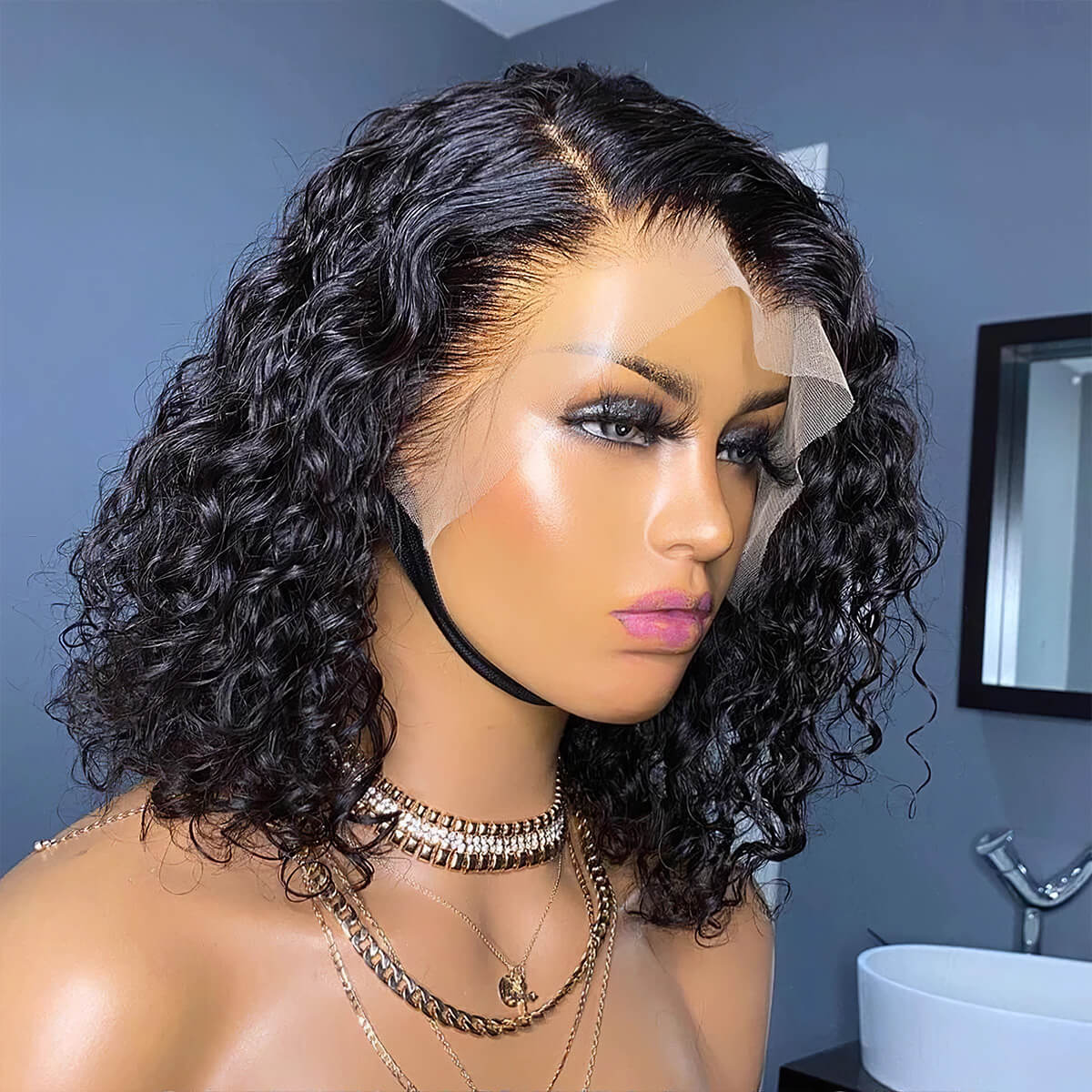 13X4 HD Lace Frontal Water Curly Wave Pixie Cut Wigs