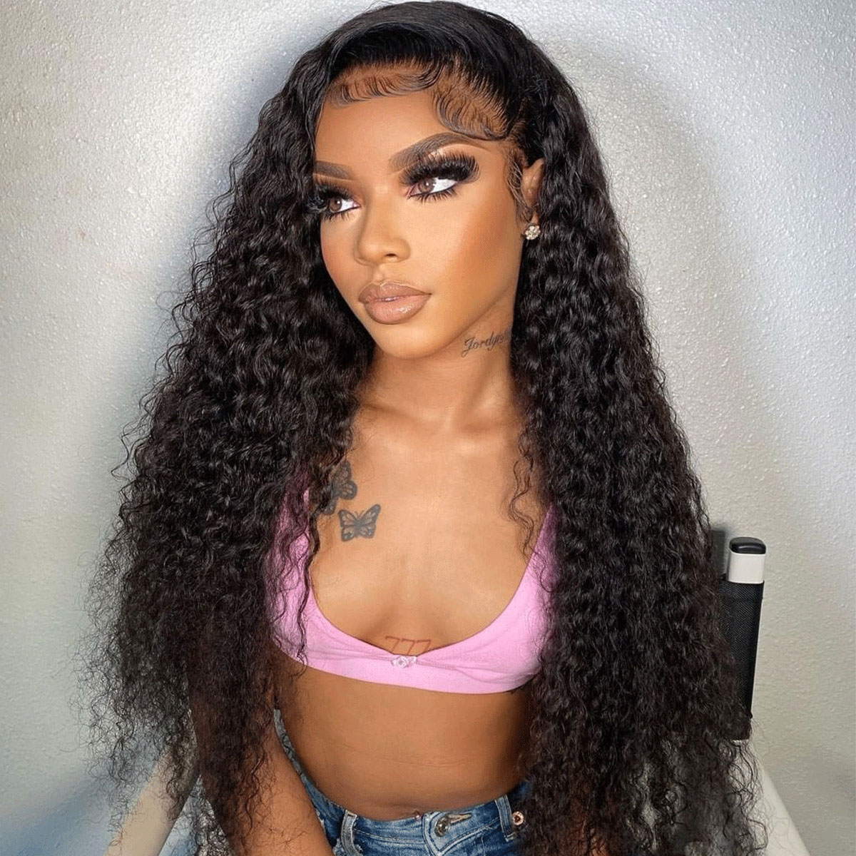 High Density Curly Human Hair Wig 200% 250% Full Frontal Glueless HD Lace Front Human Hair Wig