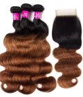 1B/30 Body Wave Hair Bundles With Lace Closure