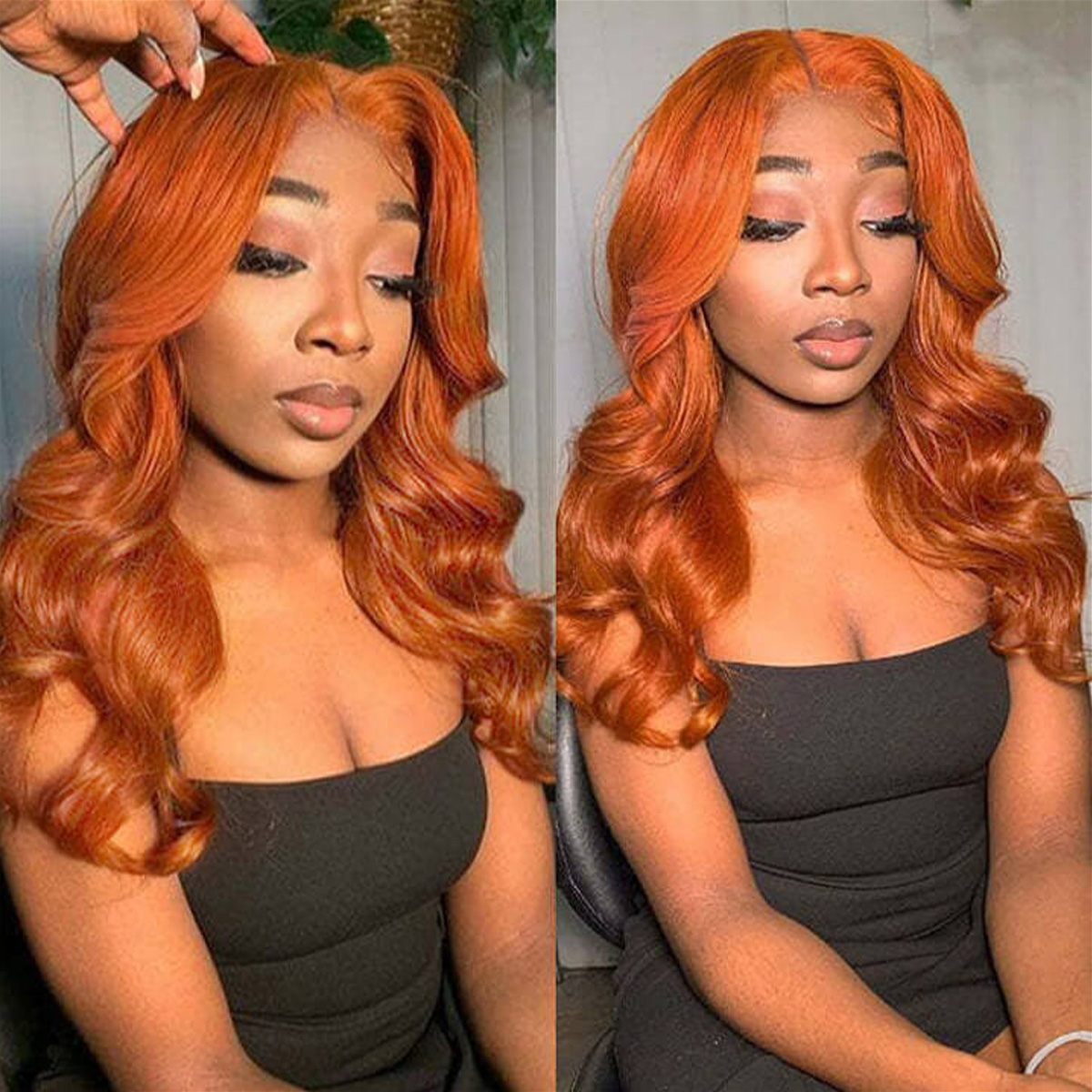 Ginger Orange Color Barrel Curls Wig