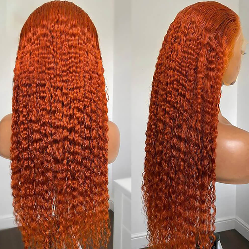 orange color curly wig