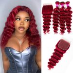 red_color_loose_deep_wave_lace_closure