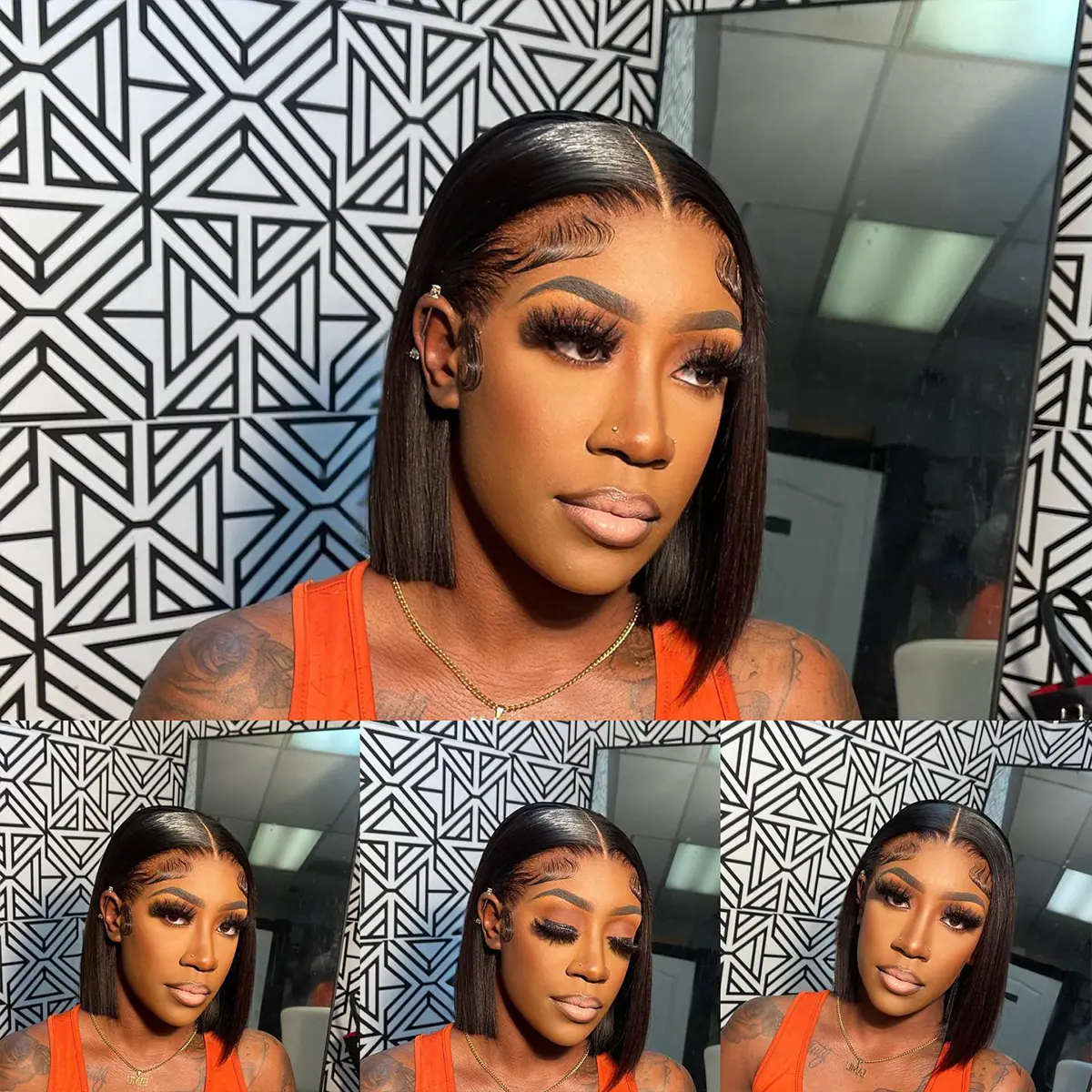 straight bob silk base lace wig