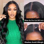 body wave wear and go pre cut lace wig