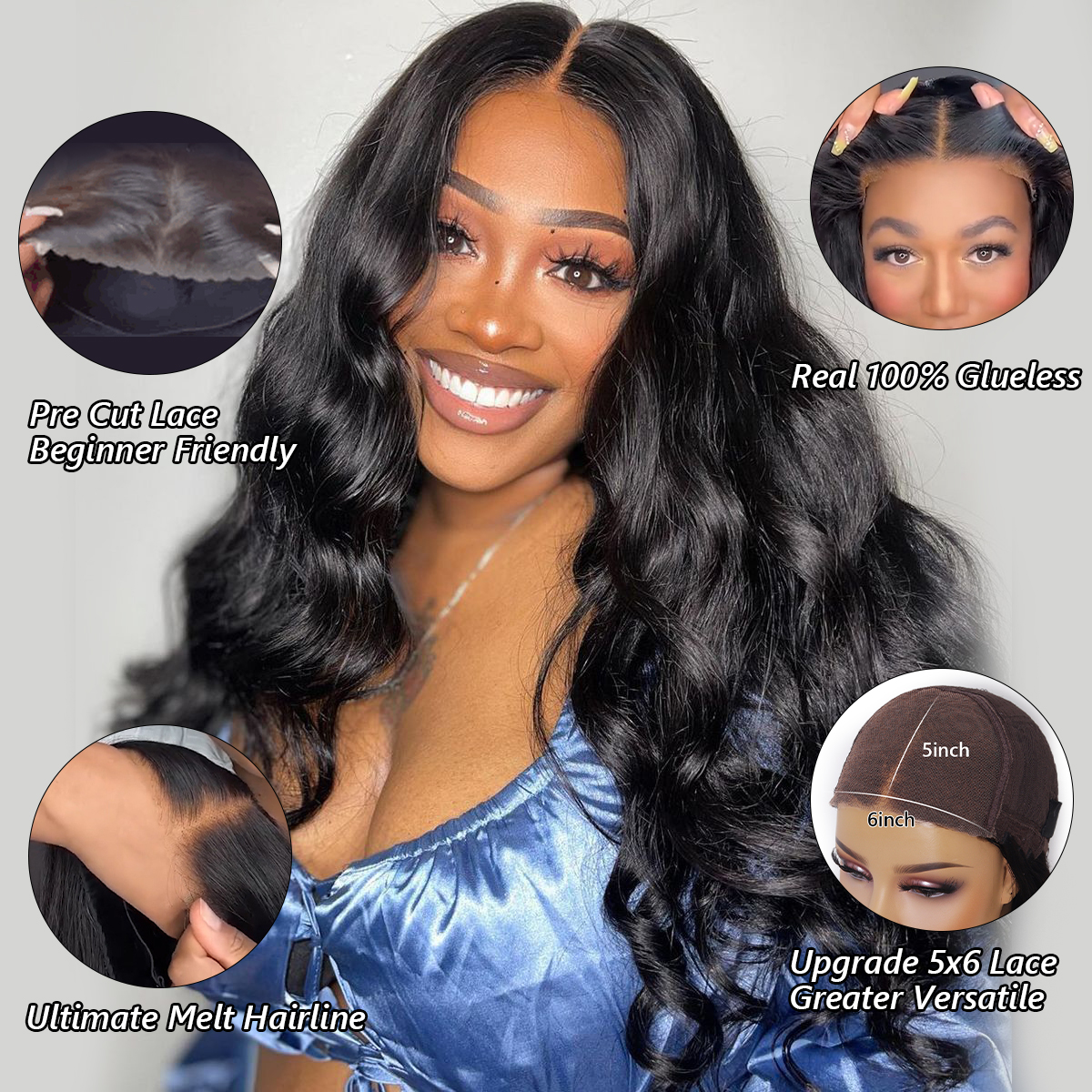 body wave wear and go pre cut lace wig