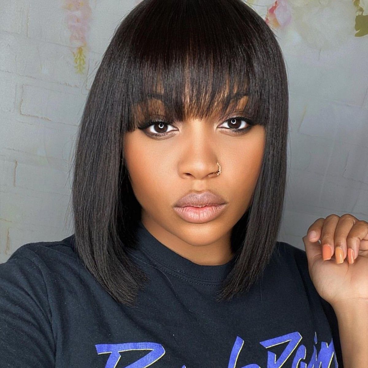 Wear Go Glueless Straight Bob Wig With Bangs Minimalist Undetectable HD Lace Wig