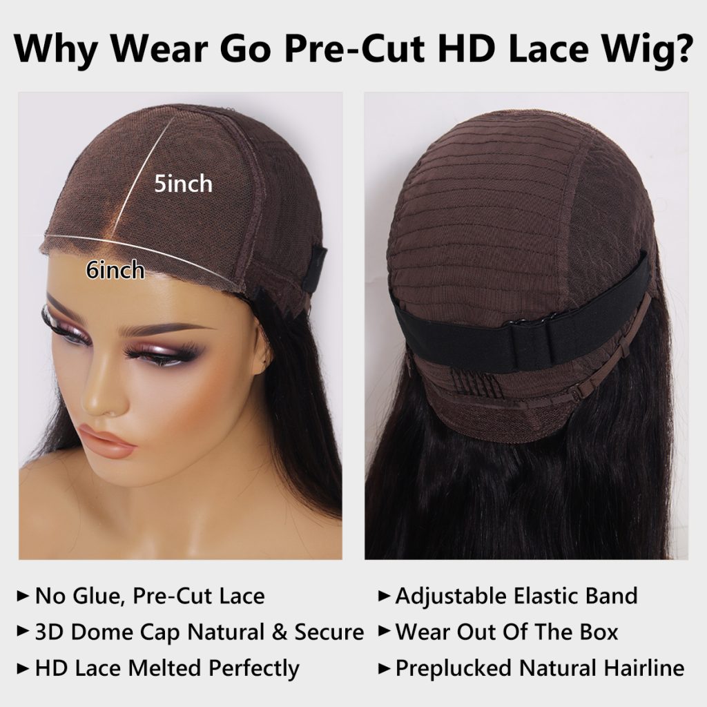 body wave wear and go pre cut lace wig 1