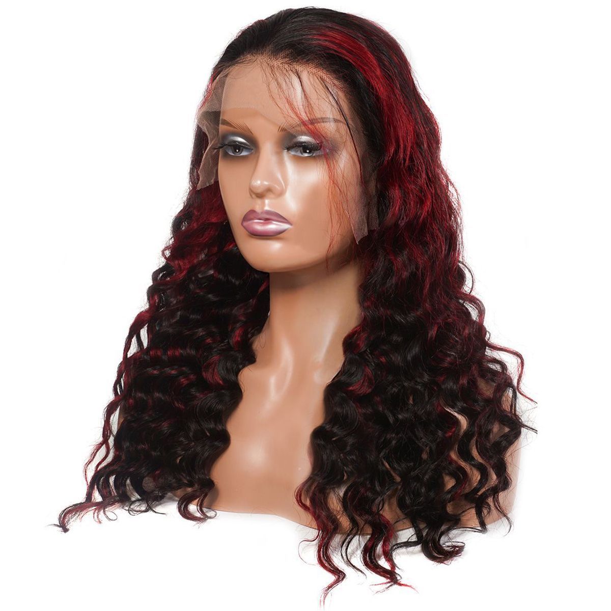 Burgundy Highlight Loose Deep Wave Wig P1B/99J Colored Glueless 13×4 HD Lace Full Frontal Wig