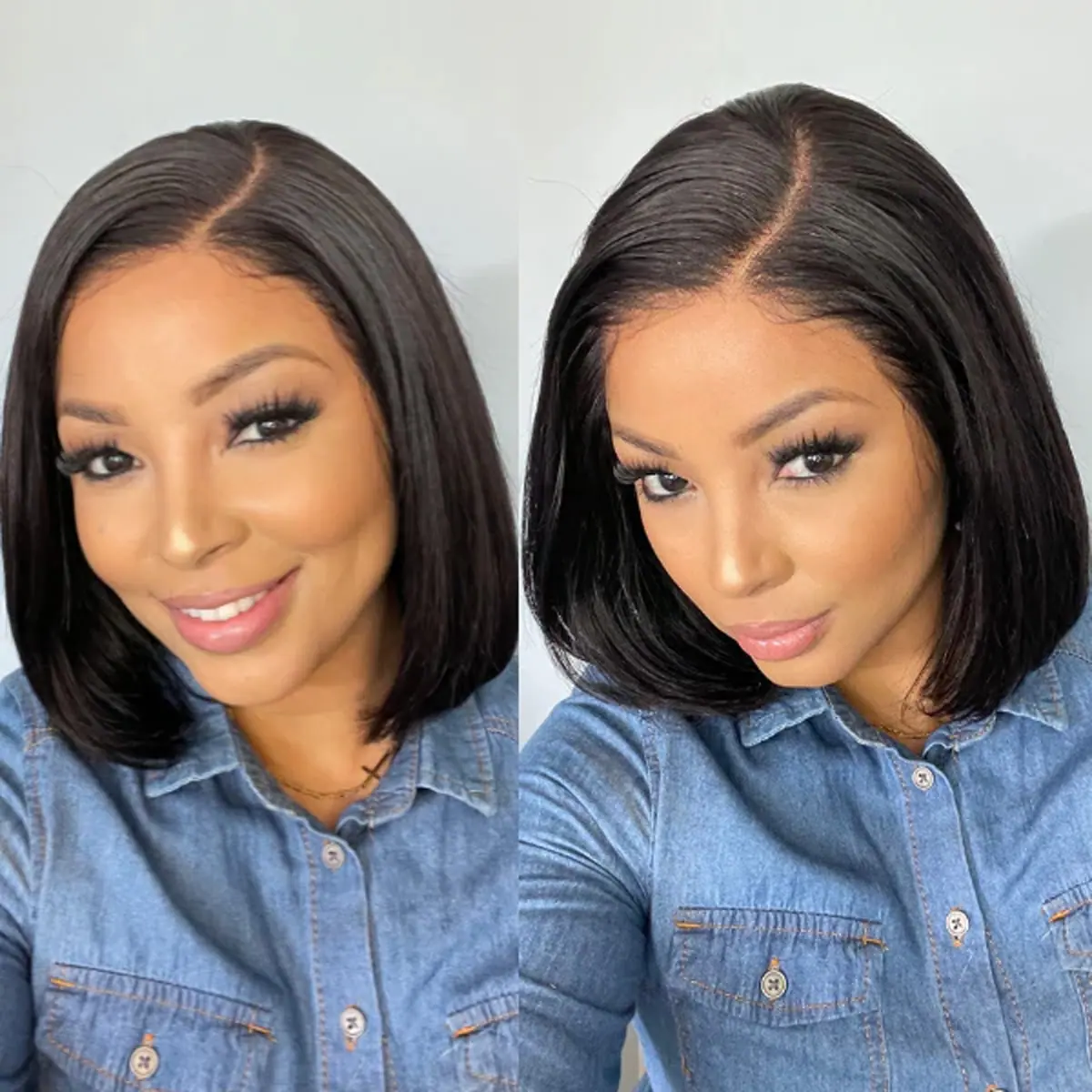 Glueless Straight Short Bob Wigs 4×4 13×4 Human Hair Wigs 150 Denisty