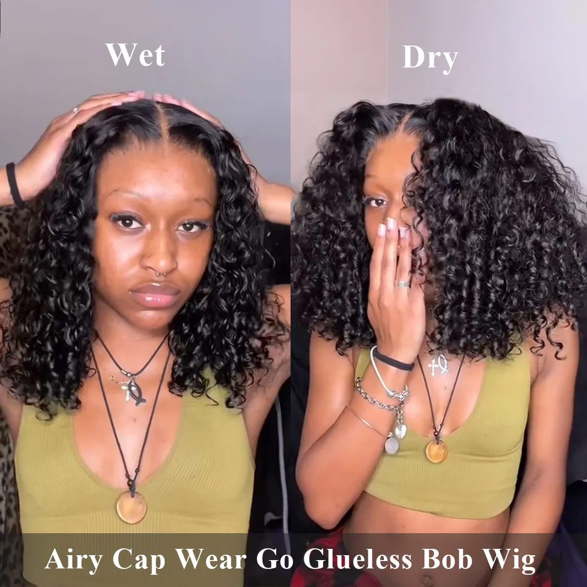 Breathable Airy Cap Bouncy Water Wave Bob Wig Pre Bleached Knots Short 6×5 Glueless Wear Go Wig