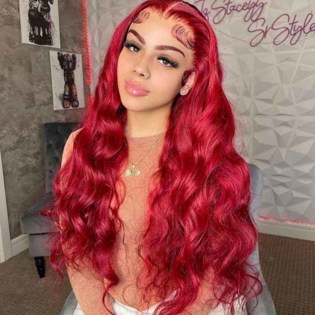 Red Body wave lace wig 2 1