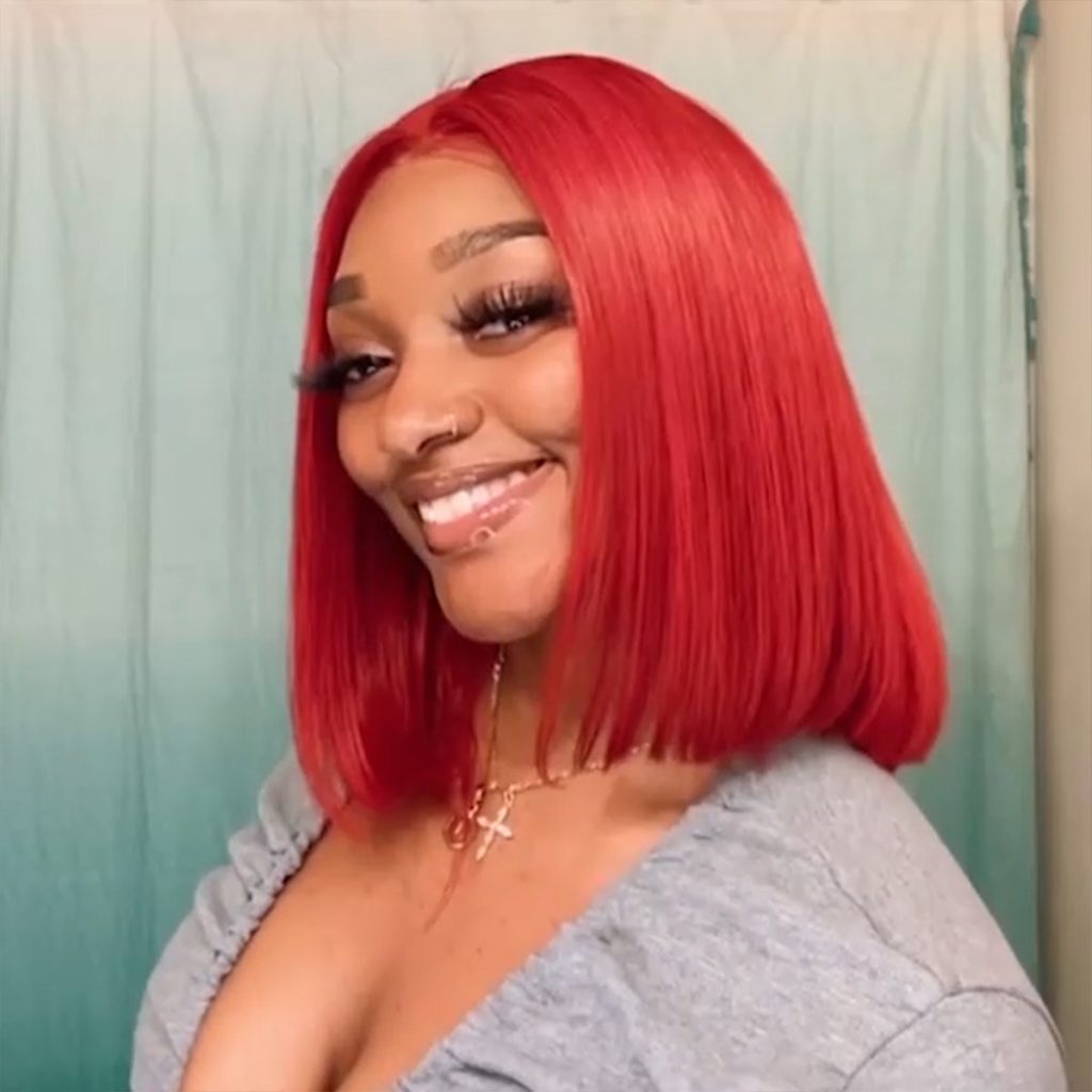 Red human hair wig 7